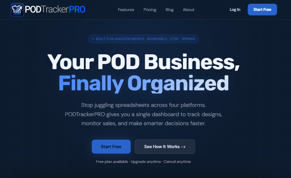 PODTrackerPRO — print-on-demand business tracking app